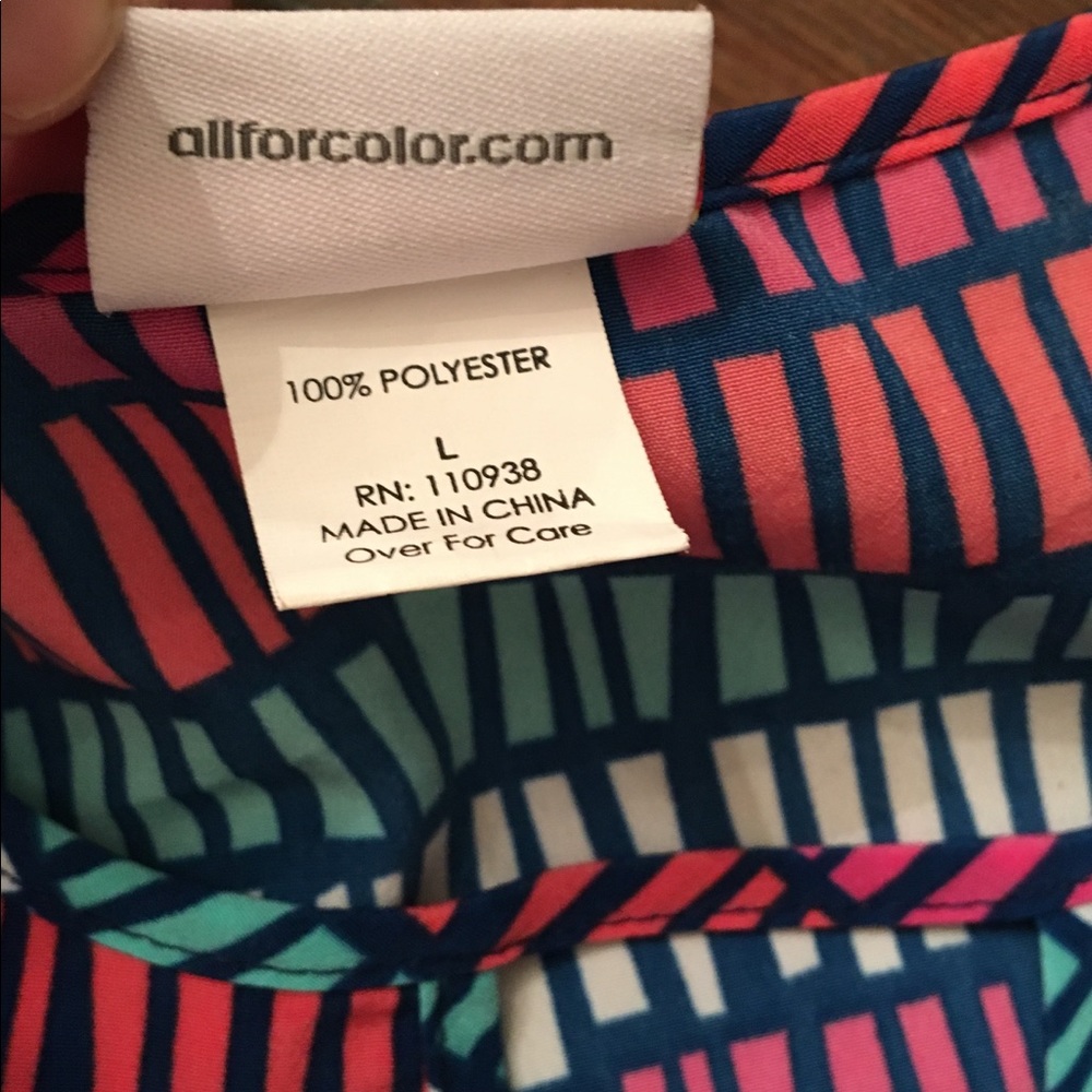 Color Me Multi-Color Polyester Dress- Size Large - Picture 7 of 8